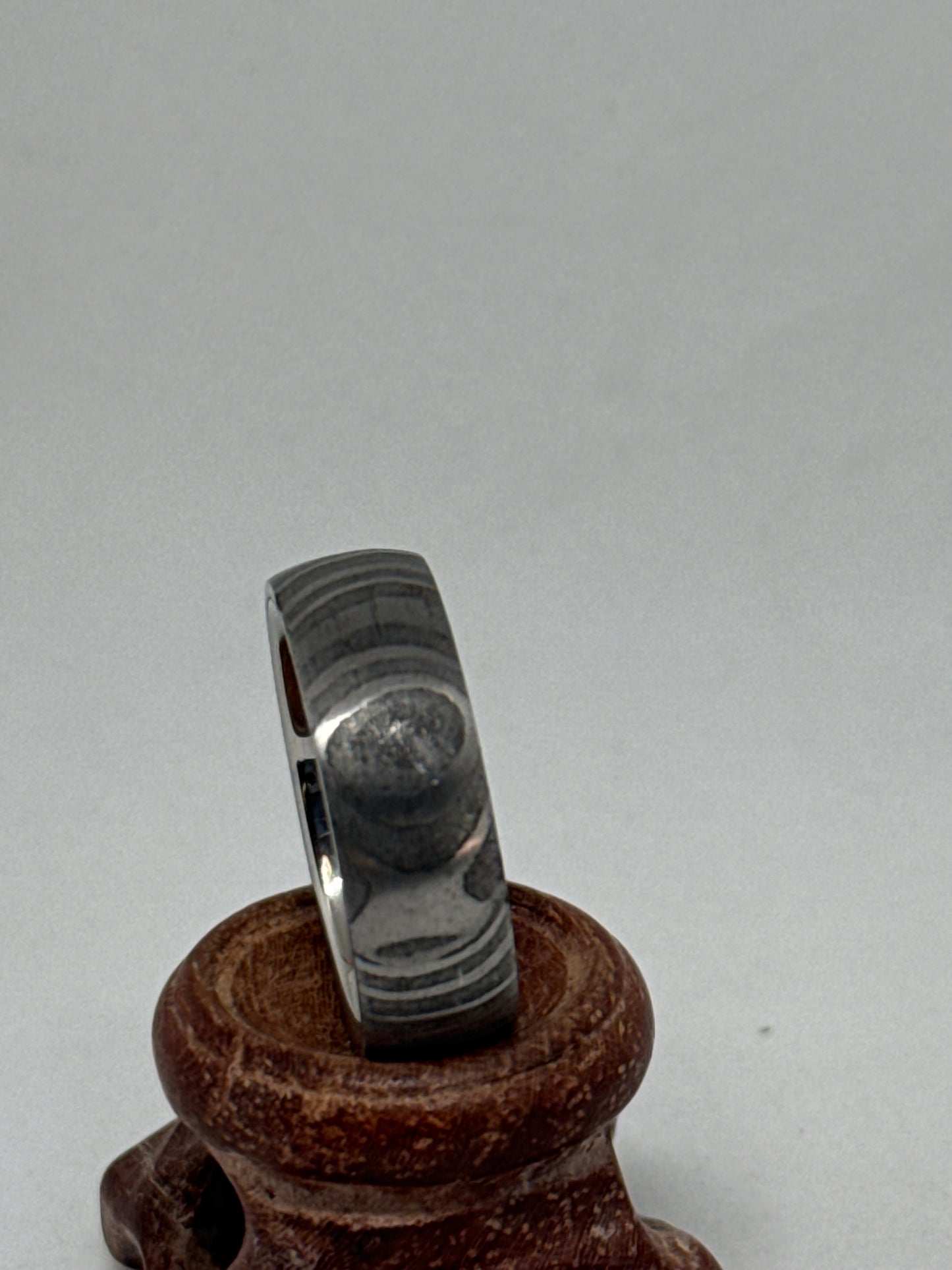Damascus Ring Silver Polished