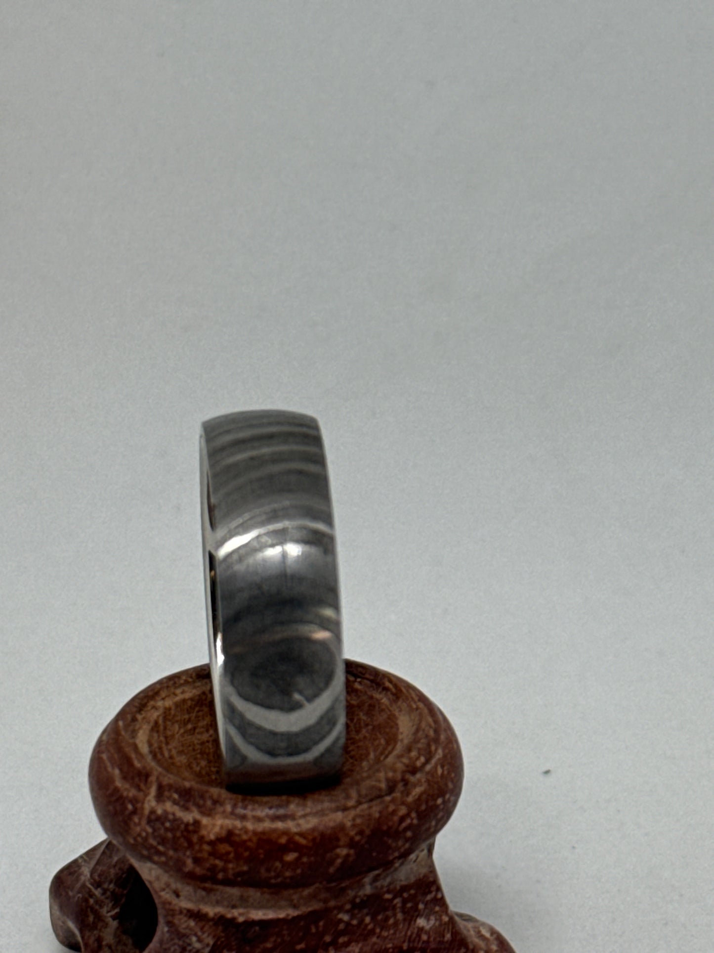 Damascus Ring Silver Polished