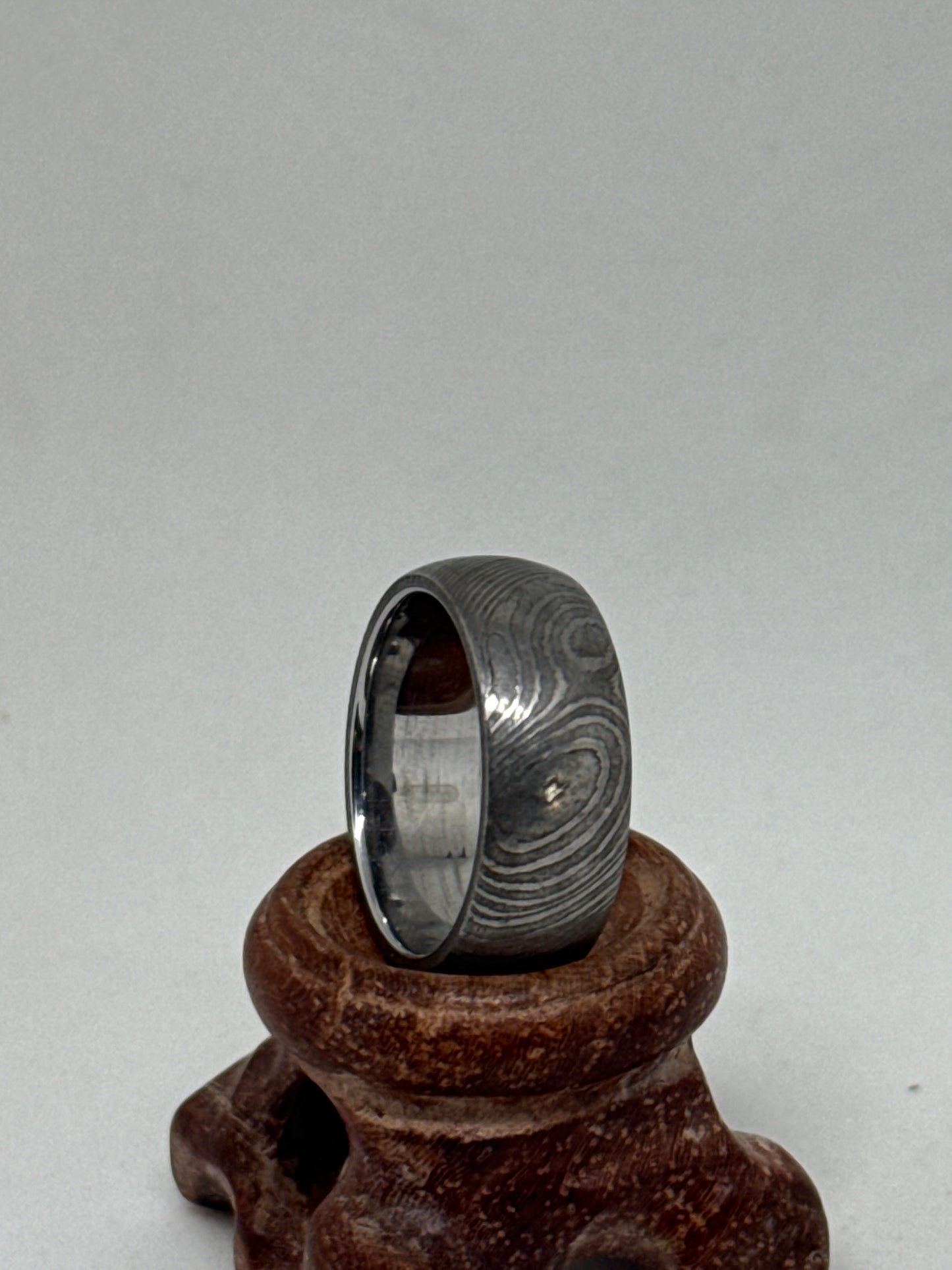 Damascus Ring Silver Polished