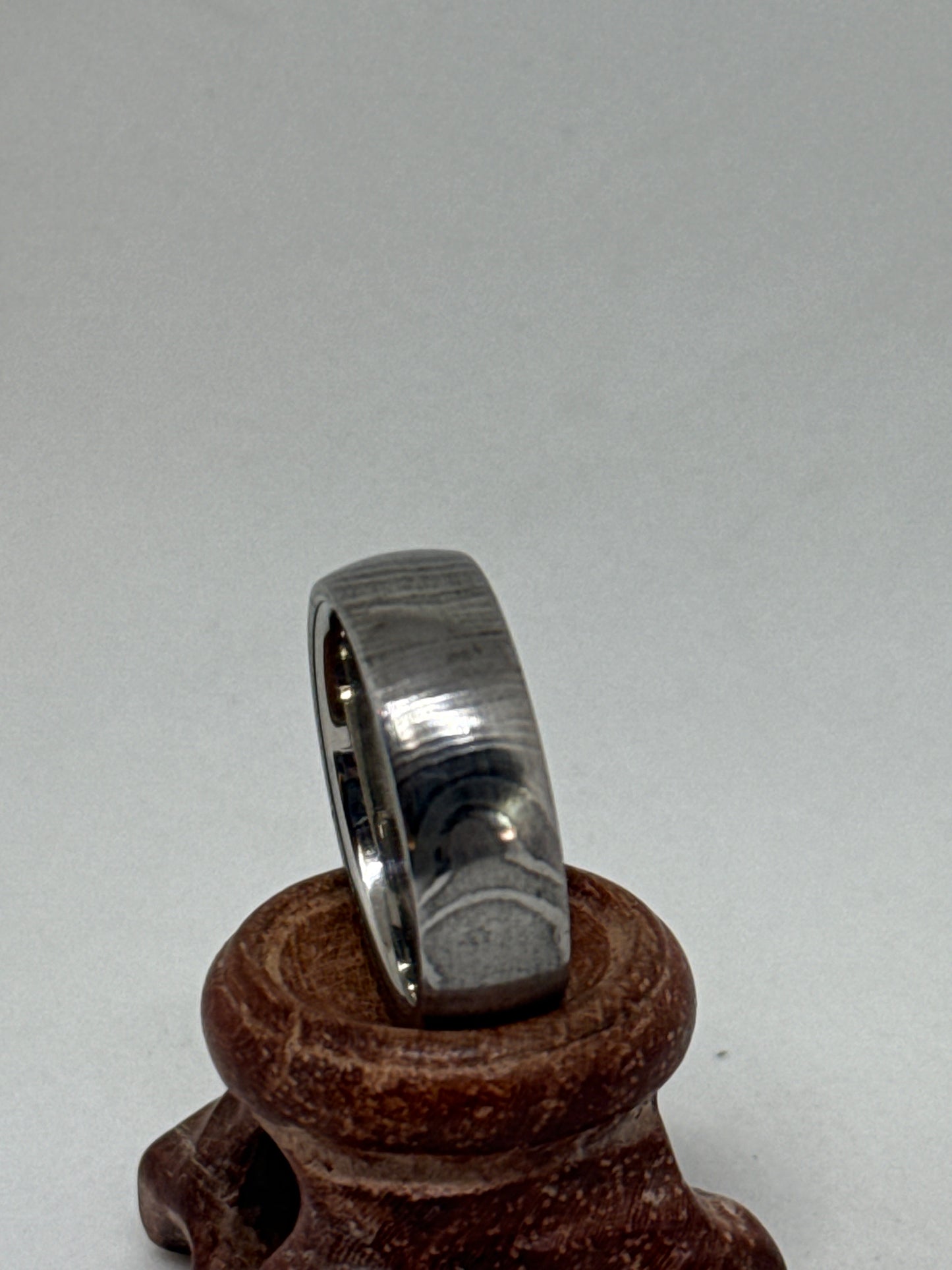 Damascus Ring Silver Polished