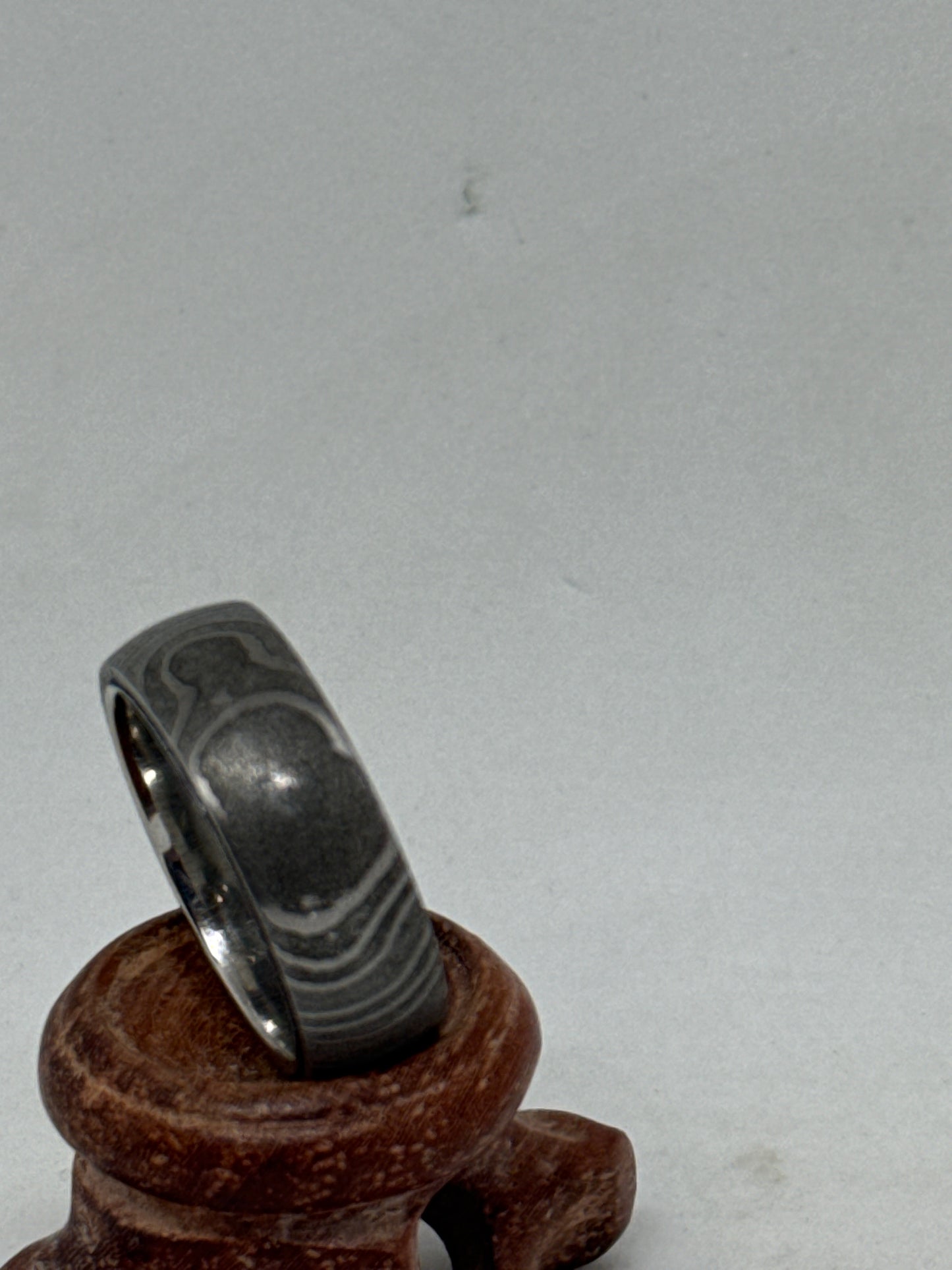 Damascus Ring Silver Polished