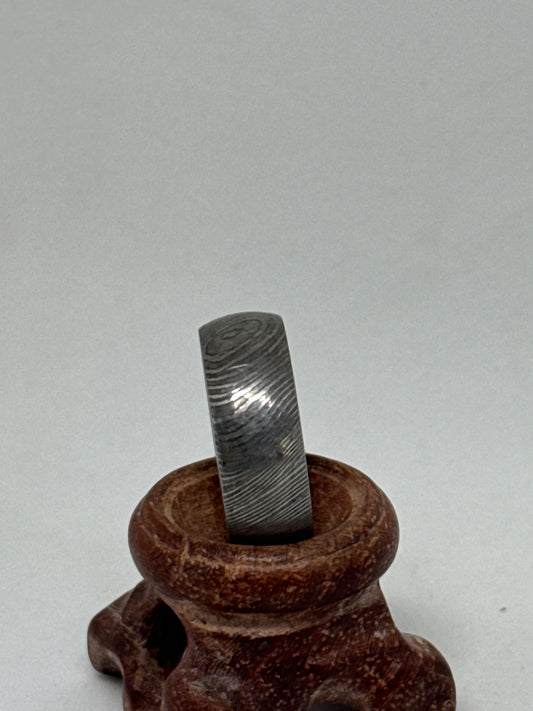 Damascus Ring Silver Polished