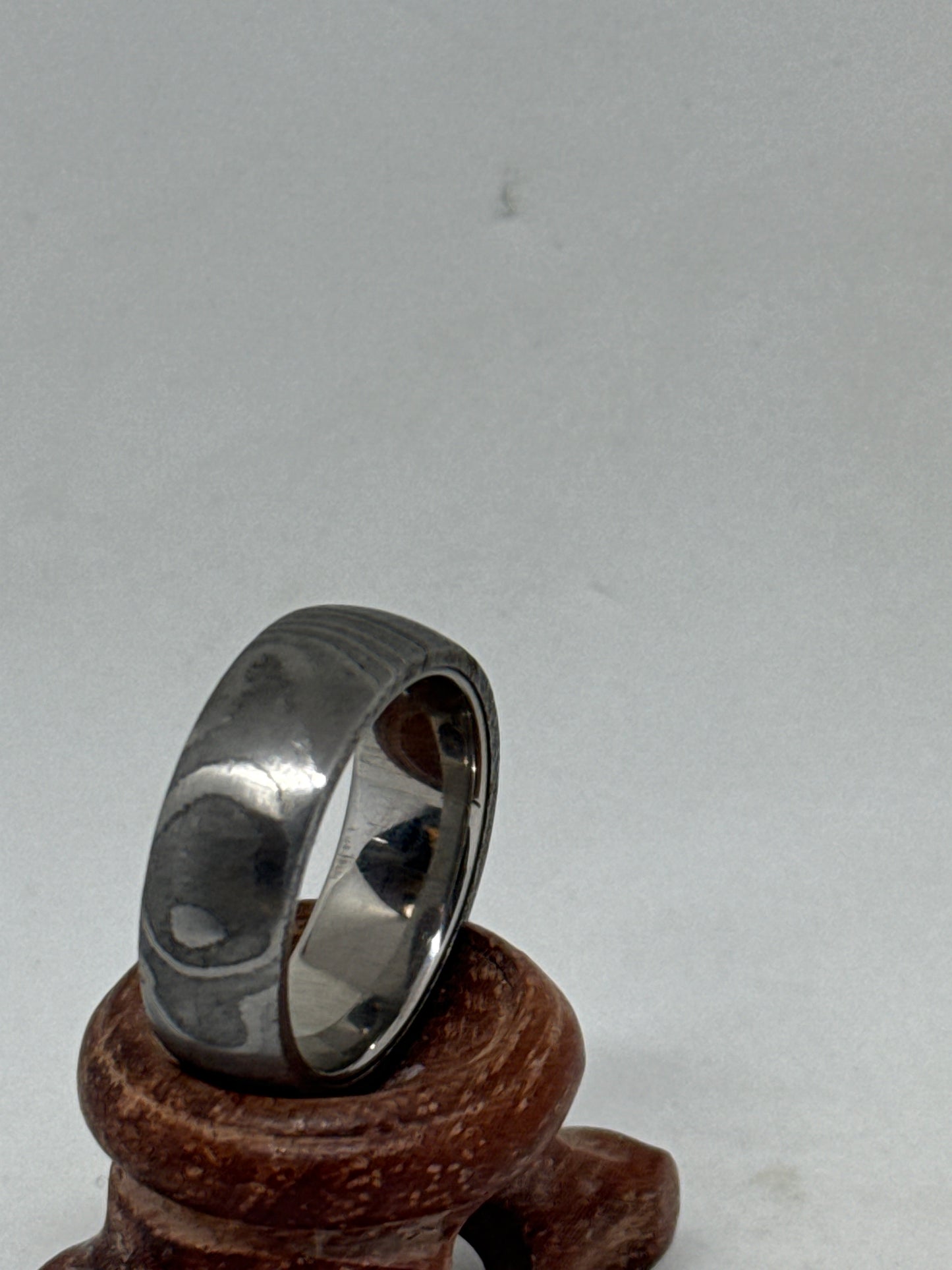 Damascus Ring Silver Polished